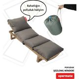 Xpermate Pofuduk Şezlong Minderi 180x60x12 cm Çantalı Şezlong Yatağı Su İtici UV Dayanımlı Antrasit