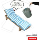 Xpermate Pofuduk Şezlong Minderi 180x60x12 cm Çantalı Şezlong Yatağı Su İtici UV Dayanımlı Mavi