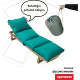 Xpermate Pofuduk Şezlong Minderi 180x60x12 cm Çantalı Şezlong Yatağı Su İtici UV Dayanımlı Yeşil - Turkuaz