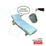 Xpermate Pofuduk Şezlong Minderi 60X180x12cm Su İtici,Katlanır,Uv Güneş Dayanımı, Fermuar, Mavi Çizg