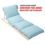 XPERMATE Pofuduk Şezlong Minderi 60x180x12Cm Su İtici,Katlanır,UV Güneş Dayanımı, Fermuar, Mavi Çizgili