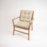 Xpermate Pötikare Arkalıklı Sandalye Minderi Bağcıklı Mutfak Balkon Bahçe Minderi - 40 x 40 cm - Krem