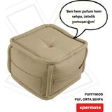 Xpermate Puffymod Dekoratif Kare Puf Orta Sehpa Ayak Uzatma Puf 40 x 32 cm Bej - 40 x 40 cm