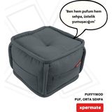 Xpermate Puffymod Dekoratif Kare Puf Orta Sehpa Ayak Uzatma Puf 40 x 32 cm Gri - 40 x 40 cm