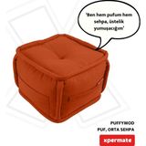 Xpermate Puffymod Dekoratif Kare Puf Orta Sehpa Ayak Uzatma Puf 40 x 32 cm Kiremit - 40 x 40 cm