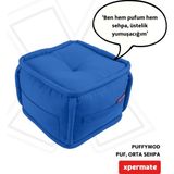 Xpermate Puffymod Dekoratif Kare Puf Orta Sehpa Ayak Uzatma Puf 40 x 32 cm Mavi - 40 x 40 cm
