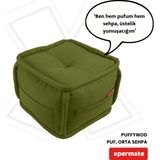 Xpermate Puffymod Dekoratif Kare Puf Orta Sehpa Ayak Uzatma Puf 40 x 32 cm Yeşil - 40 x 40 cm
