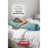 XPERMATE Sarılma Yastığı Bacak Arası Yastığı Yan Yatış Uyku Yastığı Silindir 150x20 cm Mavi