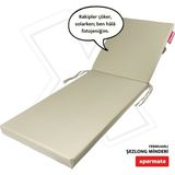 Xpermate Şezlong Minderi 180x60x7 cm Fermuarlı Kalın Plaj Minderi Bej