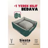 XPERMATE Siesta Kedi Yatağı Tüy Tutmaz Kumaş, Köpek Yatağı Su İtici Kumaş Yedek Kılıflı, Fermuarlı, 55x60x23 Turkuaz Yeşili