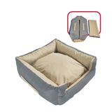 XPERMATE Siesta Kedi Yatağı ve Köpek Yatağı Tüy Tutmaz Kumaş,Su İtici Kumaş Yedek Kılıflı,Fermuarlı 55x60x23 (Antrasit Bej)
