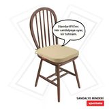 Xpermate Standartfit Oval Sandalye Minderi Fermuarlı Yıkanabilir Kılıf Bağcıklı 42X42x5 Bej