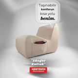 Xpermate Sünger Koltuk Tekli Yer Koltuğu Taşınabilir Oturma Minderi Armut Koltuk Bej