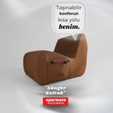 Xpermate Sünger Koltuk Tekli Yer Koltuğu Taşınabilir Oturma Minderi Armut Koltuk Kahverengi