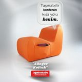 Xpermate Sünger Koltuk Tekli Yer Koltuğu Taşınabilir Oturma Minderi Armut Koltuk Turuncu