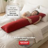 Xpermate Uzun Sarılma Yastığı Bacak Arası Diz Arası Yan Yatış Uyku Destek Dikdörtgen Yastık 150x25 cm - 150 x 25 x 10 cm - Kırmızı