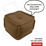 Xpermate x permate Puffymod Dekoratif Kare Puf Orta Sehpa Ayak Uzatma Puf 40 x 32 cm Kahverengi - 40 x 40 cm