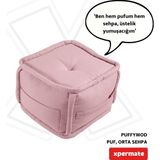 Xpermate x permate Puffymod Dekoratif Kare Puf Orta Sehpa Ayak Uzatma Puf 40 x 32 cm Pembe - 40 x 40 cm