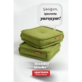 XPERMATE Yer Minderi Bisküvi Minder 45x45 Kalın Pofuduk Sedir Balkon Bahçe Fransız Minder Yeşil