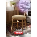 XPERMATE Yuvarlak Sandalye Minderi Su Yağ İtici Bağcıklı Yıkanabilir Sünger Minder Mutfak Balkon Bahçe 40 cm Bej
