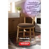 XPERMATE Yuvarlak Sandalye Minderi Su Yağ İtici Bağcıklı Yıkanabilir Sünger Minder Mutfak Balkon Bahçe 40 cm Kahverengi
