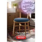 XPERMATE Yuvarlak Sandalye Minderi Su Yağ İtici Bağcıklı Yıkanabilir Sünger Minder Mutfak Balkon Bahçe 40 cm Mavi