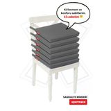 Xperxpermate 6'Lı Sandalye Minderi Su İtici Kumaş 40X40 Cm Sünger Sandalye Minderi Bağcıklı Antrasit