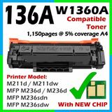 Xplus Hp Laserjet Mfp M236SDN 136A W1360A Chipsiz Siyah Ithal Muadil Toner 1.150 Sayfa - 0,35 - 1,10 kg