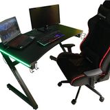 Xprime Markus Oyuncu Masası 115 cm Genişlik 78 cm Yükseklik Siyah Ahşap ile RGB Ledli Özellik