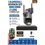 Xpro 1 Kamera 2 Lens Kablosuz Wifi Güvenlik Kamerası Seti Nvr Kayıt Cihazı Gece Görüşlü Ip Kamera