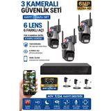 Xpro 3 Kamera 6 Lens Kablosuz Wifi Güvenlik Kamerası Seti Nvr Kayıt Cihazı Gece Görüşlü Ip Kamera