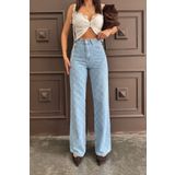 XRAY JEANS Kadın Desenli Bol Buz Mavi Palazzo Kot Pantolon