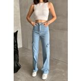 XRAY JEANS Kadın Palazzo Buz Mavi Kot Kargo Cepli Pantolon