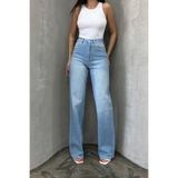 XRAY JEANS Kadın Taşlı Bol Paça B. Mavi Palazzo Kot Pantolon