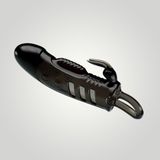 xShopum 2,5 cm Dolgu Uzatmalı Titreşimli Zenci Penis Kılıfı Prezervatif Vibratör