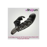 xShopum 4 cm Dolgu Uzatmalı 10 Titreşimli Penis Kılıfı Prezervatif Vibratör
