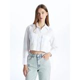 Xsıde Beyaz Crop Poplin Kadın Gömlek