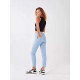 Xsıde Mavi Yüksek Bel Mom Fit Bilek Boy Kadın Jean Pantolon