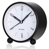 Xspring Analog çalar saat, 10 cm süper sessiz gece ışıklı küçük saat, pille çalışan analog masa saati, yatak odası, komodin, masa, raf için, kolay kurulum (Bej)