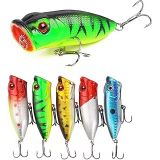 Xspring Balıkçılık Lures, 5 Adet Crank Yem Seti Lures, Yaşam Gibi Swimbait Balıkçılık Yem Popper Crankbait, Tatlı Su ve Tuzlu Su Alabalık Bas Somon Balıkçılık için Bas Lures