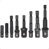 Xspring Darbeli matkap ucu seti, 8 Parça 1/4 3/8 1/2 inç Altıgen Şaftlı Darbeli Uç Seti, El Aletleri Uzatma Soket Tutucu, Matkap için Cr V Hızlı Değiştirme Somun Sürücü Soket Uç Seti Adaptörleri