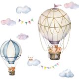 Xspring Duvar Çıkartmaları, Sevimli Kendinden Yapışkanlı Bebek Odası Dekoru, Çıkarılabilir Bulut ve Hayvanlı Balon Desenli, Çocuk Odası ve Oturma Odası İçin Duvar Kağıdı Çıkartmaları