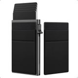 Xspring İnce Kartlık Cüzdan, Erkekler için Siyah İnce Cüzdan, Minimalist Erkek Cüzdanı Açılır Kartlık, RFID Engelleme ve Para Cebi ile Erkekler için Akıllı Cüzdan Cüzdanlar Gizli Cüzdan