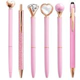 Xspring Kadınlar İçin Pembe Kalem, 6 Adet Şık Tükenmez Kalem Seti, 1.0mm Orta Uç Siyah Mürekkep, Ofis ve Okul İçin, Kızlar ve Öğretmenler İçin Hediye Kalemler