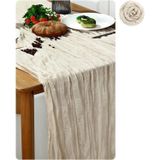 Xspring Masa Örtüleri, 90x300cm%100 Doğal Pamuk Boho Rustik Düğün Peynir Bezi, Tül Masa Runner Dekorasyonu, Gelin Çocuk Partisi, Doğum Günü Yemekleri ve Ev Dekorasyonu İçin (Beyaz)