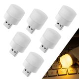 Xspring Mini Usb Led Işık Lambası, 6 Adet Usb Fişli Led Gece Lambası, Yatak Odası, Koridor, Kamp, Okuma, Uyku için Rgb Taşınabilir Ortam Lambası (Sıcak Işık)