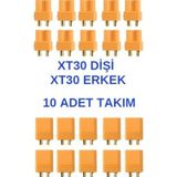 Xt30 Batarya Konnektör Dişi Erkek Takım Soket Lipo -10 Adet Takım