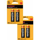 Xtralife Alkalin Kalem Pil Aa 4 Adet Kodak Kaliteli Uzun Ömürlü 1.5 V Kalem Pil Orjinal Kumanda Fener Saat Cihazlar
