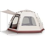 Xtrıke Me 8-10 Kişilik Tam Otomatik Tenteli 6 Taraflı Altıgen Kamp Çadırı 280*280*160 6genck - Bej