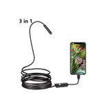 XTRIKE ME USB ENDOSKOP YILAN KAMERA 2 Mt. SERT KABLO 3in1(USB+Micro+TYPE-C) ANDROİD IŞIKLI 5,5mm